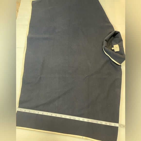 Tuckernuck Funnel Neck Piper Poncho Cape in Navy Blue/Cream OS - Picture 3 of 7